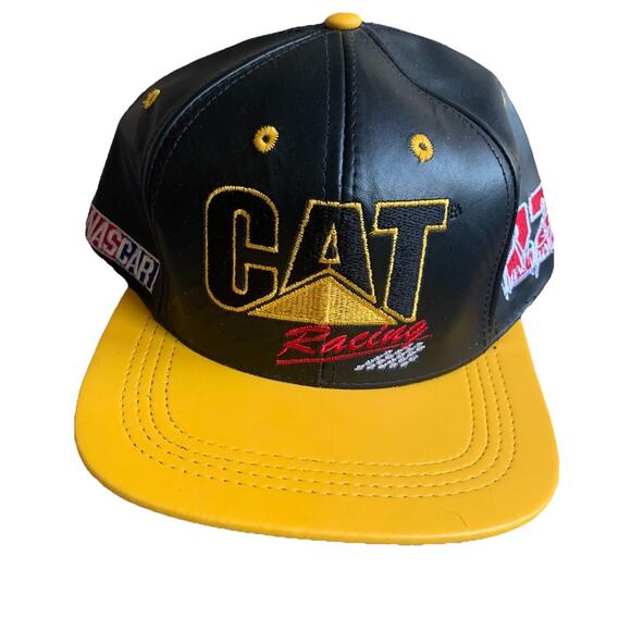 Nascar Other - Cat Racing Leather Hat Adjustable Strap Vintage Made In USA #22 Ward Burton